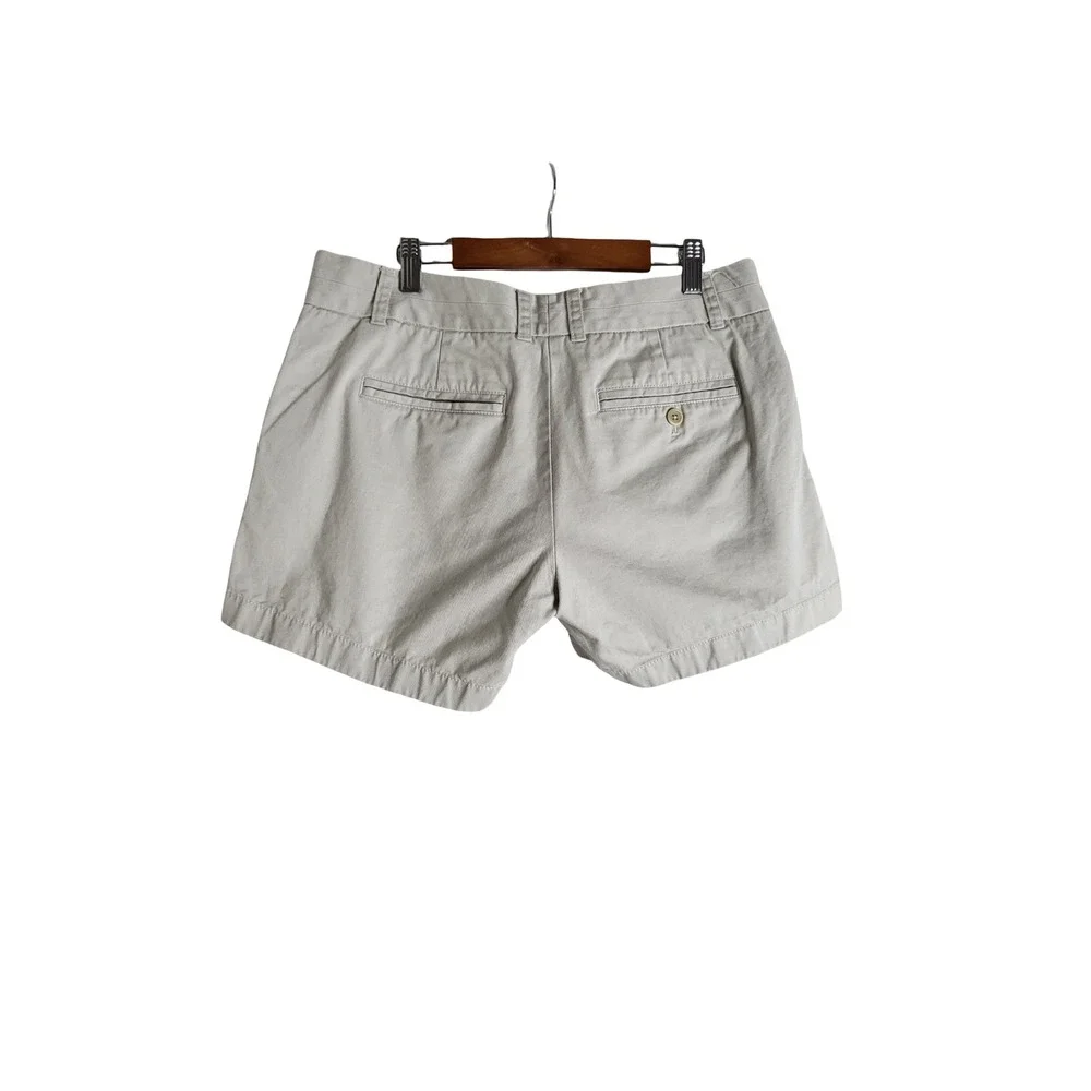 J.Crew Chino Shorts Sz 6 Light Khaki Tan 100% Cotton Twill Flat Front Classic